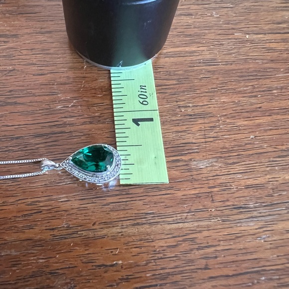 Sofia Vergara Sterling Pear Shaped Simulated Emerald Diamond Necklace & Earrings - Picture 11 of 16